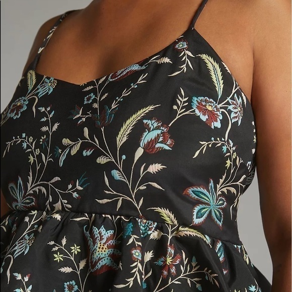 NWT - Anthropologie Flounce Jacquard Peplum Waist Side Zip Top​​​​​​​​​​​​​​ - Picture 2 of 5
